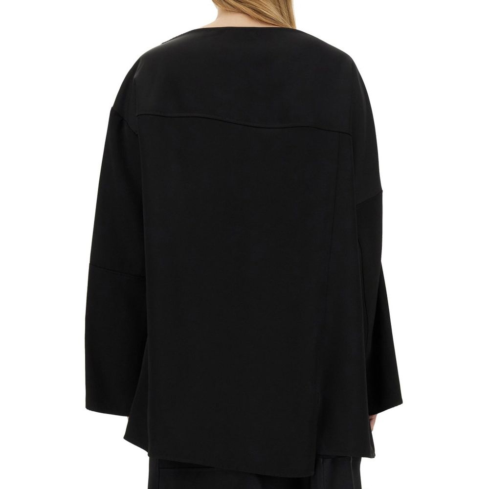 Jil Sander Black Silk Blouse - Luxurious Asymmetrical Design for Women
