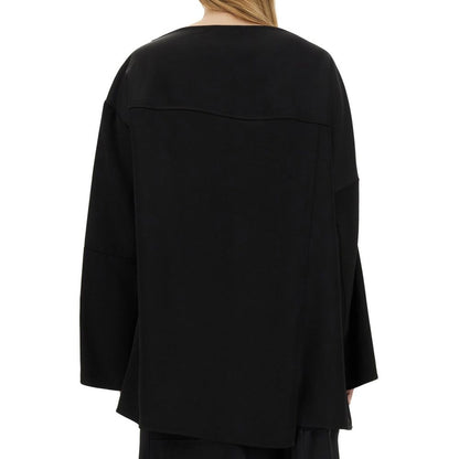 Jil Sander Black Silk Blouse - Luxurious Asymmetrical Design for Women