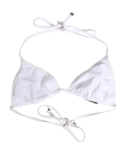 Dolce & Gabbana White Nylon Triangle Bikini Top