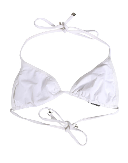 Dolce & Gabbana White Nylon Triangle Bikini Top