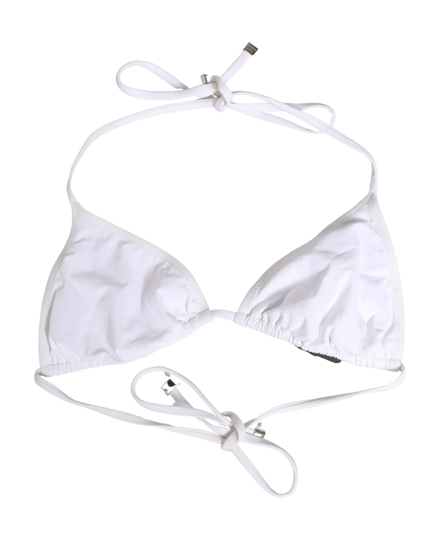 Dolce & Gabbana White Nylon Triangle Bikini Top