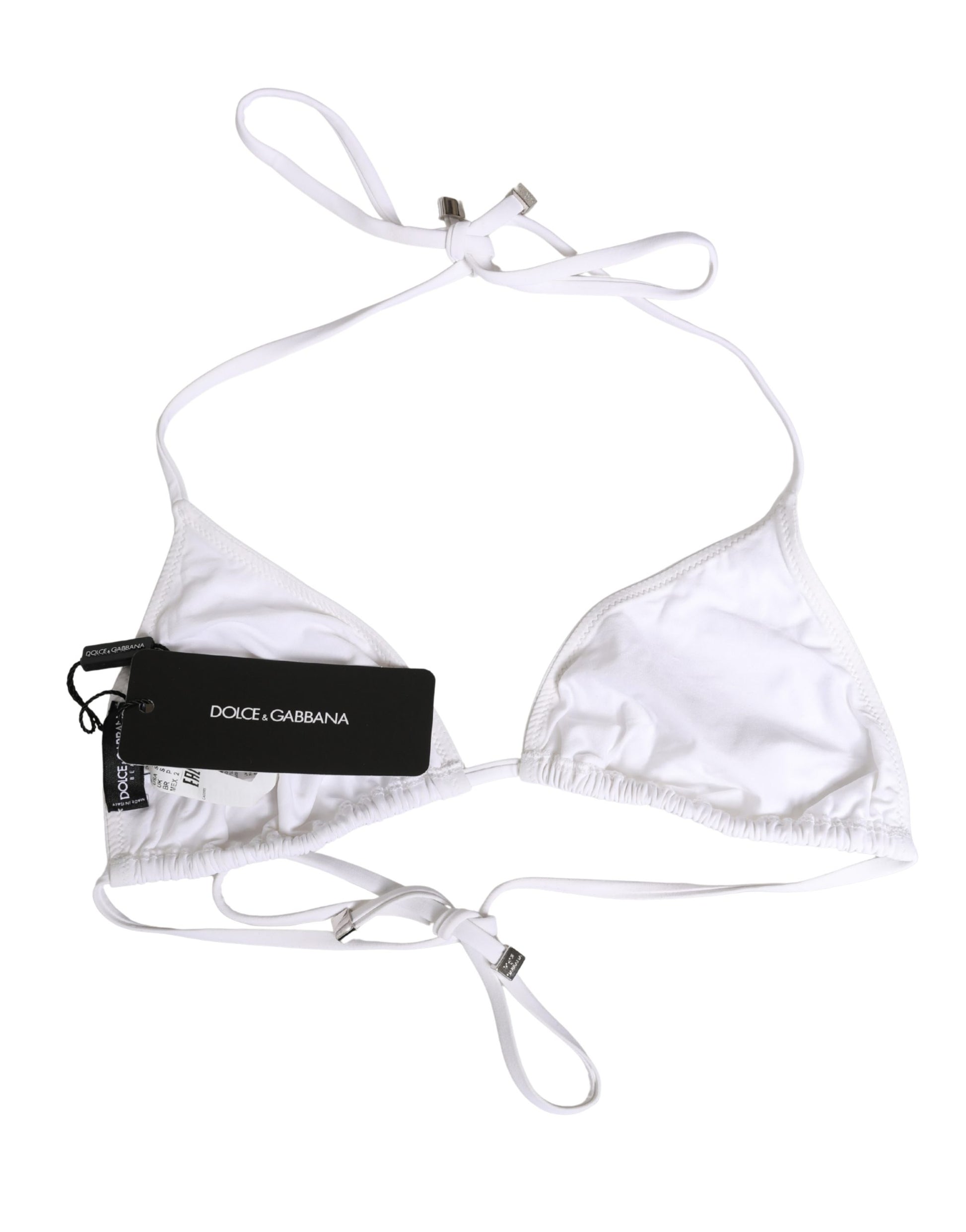 Dolce & Gabbana White Nylon Triangle Bikini Top