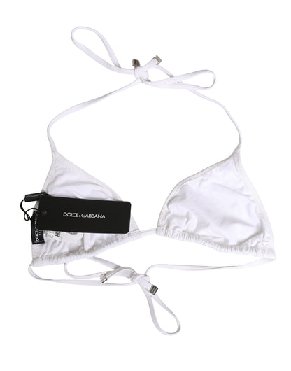 Dolce & Gabbana White Nylon Triangle Bikini Top