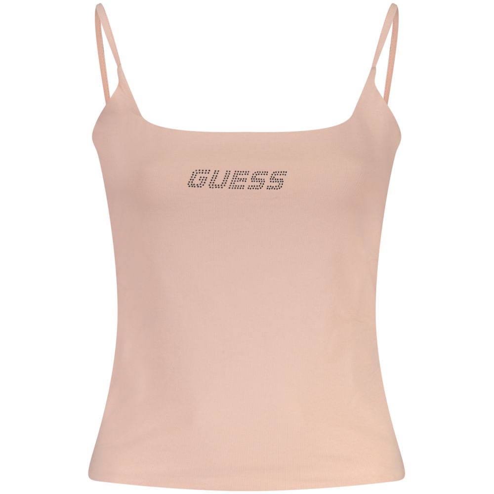 Guess Jeans Pink Cotton Tank Top with Rhinestone Applications