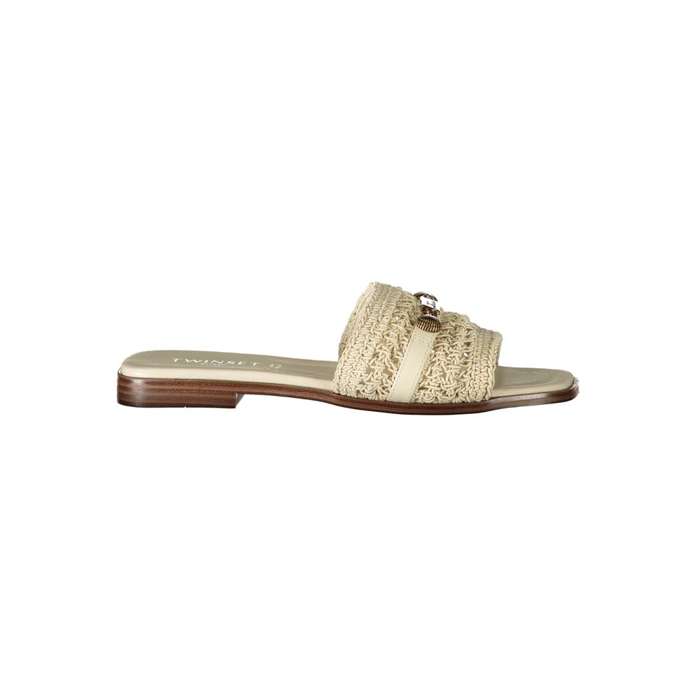 Twinset Beige Polyester Slides – Stylish Comfort with a Contemporary Edge