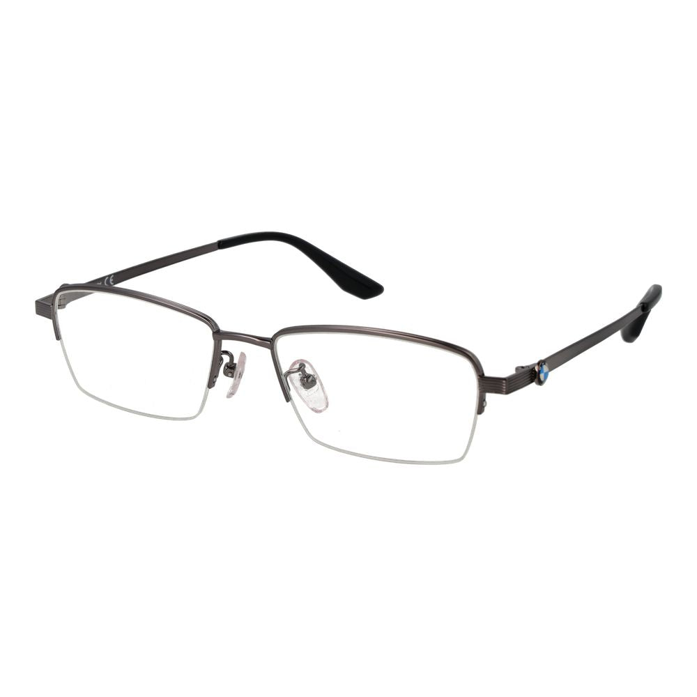 BMW Men’s Gray Titanium Glasses – Gunmetal Half-Rim Frame