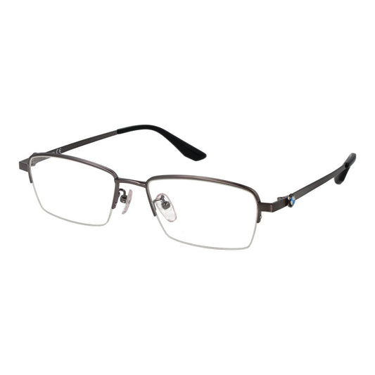BMW Men’s Gray Titanium Glasses – Gunmetal Half-Rim Frame