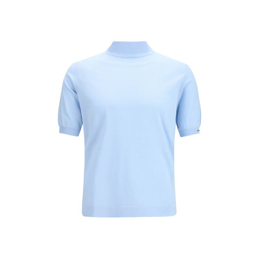 Prada Blue Cotton Short Sleeve Sweater