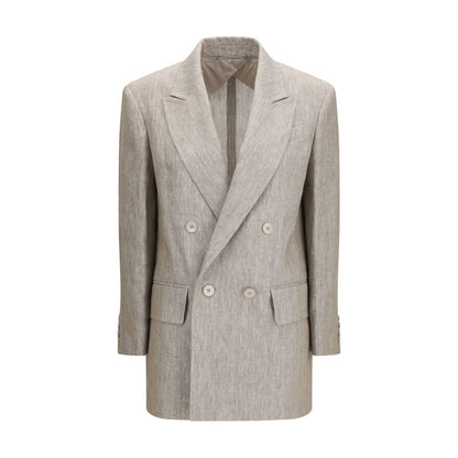 Max Mara Beige Linen Blazer - Olimpia Double-Breasted Chevron Elegance