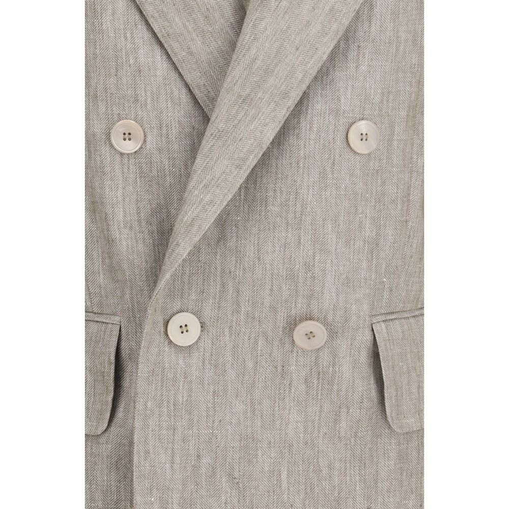Max Mara Beige Linen Blazer - Olimpia Double-Breasted Chevron Elegance