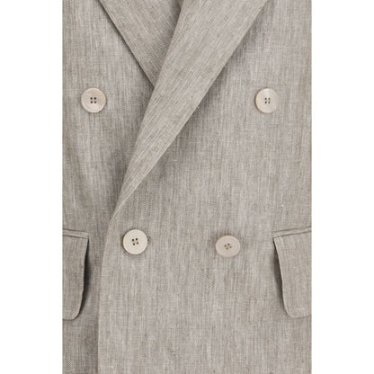 Max Mara Beige Linen Blazer - Olimpia Double-Breasted Chevron Elegance