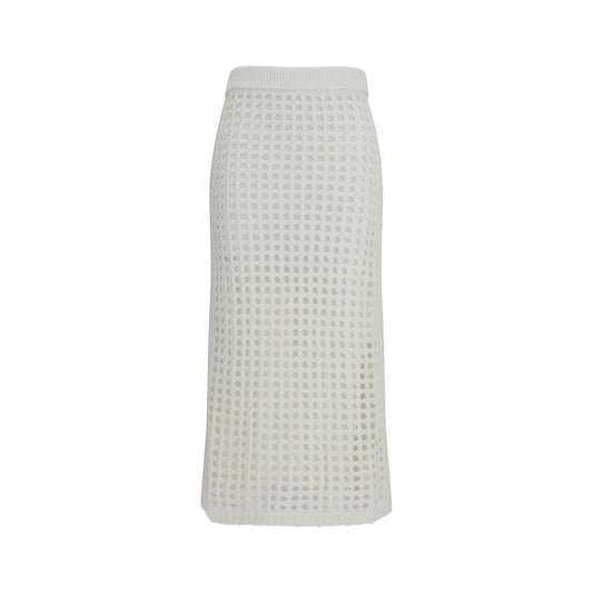 Max Mara Pure White Cotton Midi Skirt