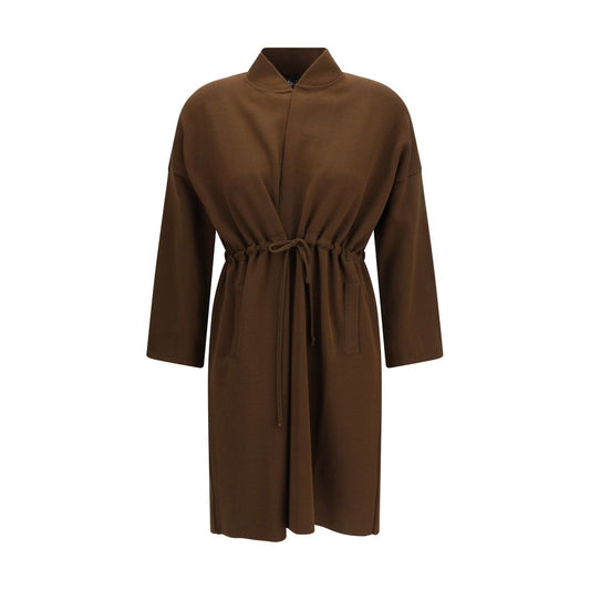 Ella Brown Viscose Sleeveless Jacket