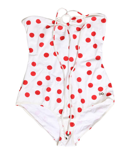 Dolce & Gabbana White Polka Dot One-Piece Swimsuit