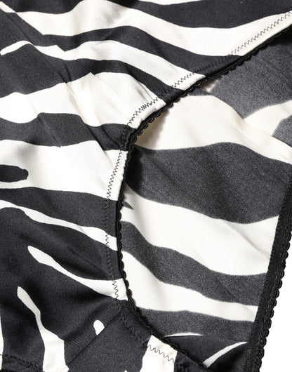 Dolce & Gabbana Black White Zebra High Waist Girdle Panty