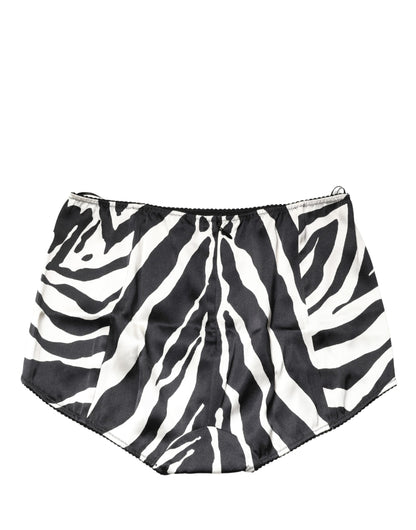 Dolce & Gabbana Black White Zebra High Waist Girdle Panty