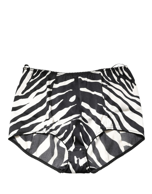 Dolce & Gabbana Black White Zebra High Waist Girdle Panty
