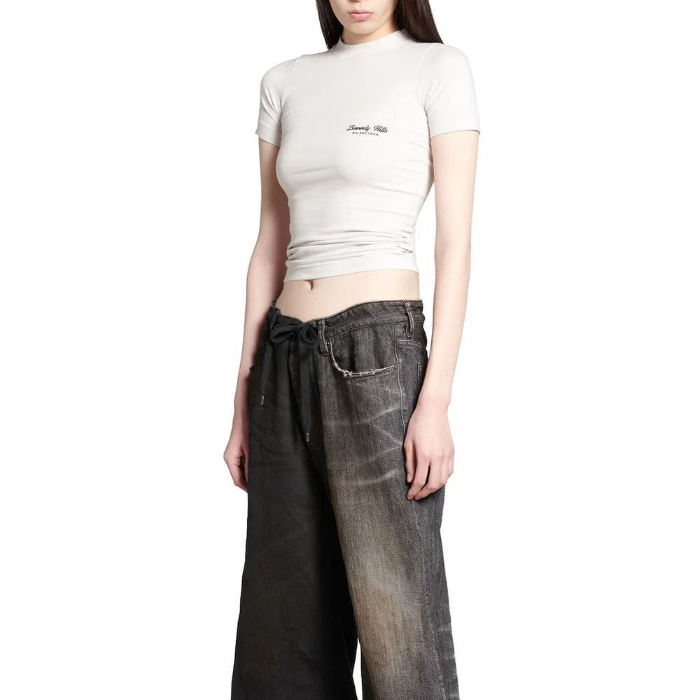 Balenciaga Women's White Cotton T-Shirt