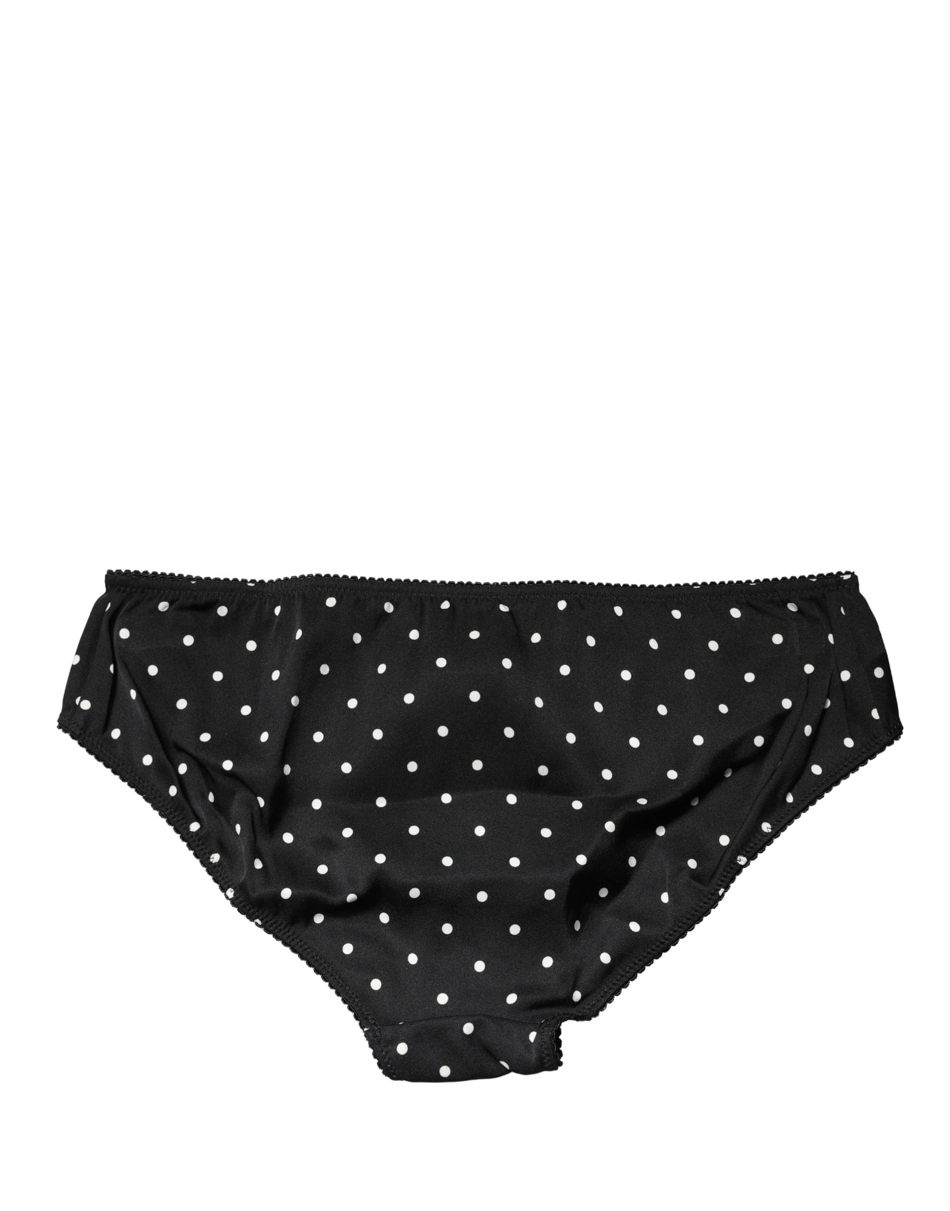 Dolce & Gabbana Black Polka Dots Mid Waist Brief Panty