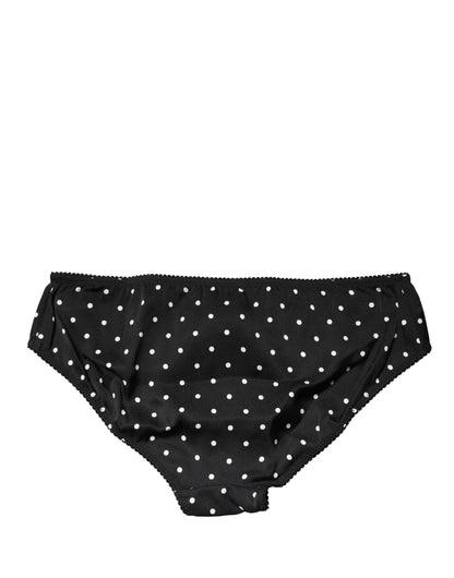 Dolce & Gabbana Black Polka Dots Mid Waist Brief Panty