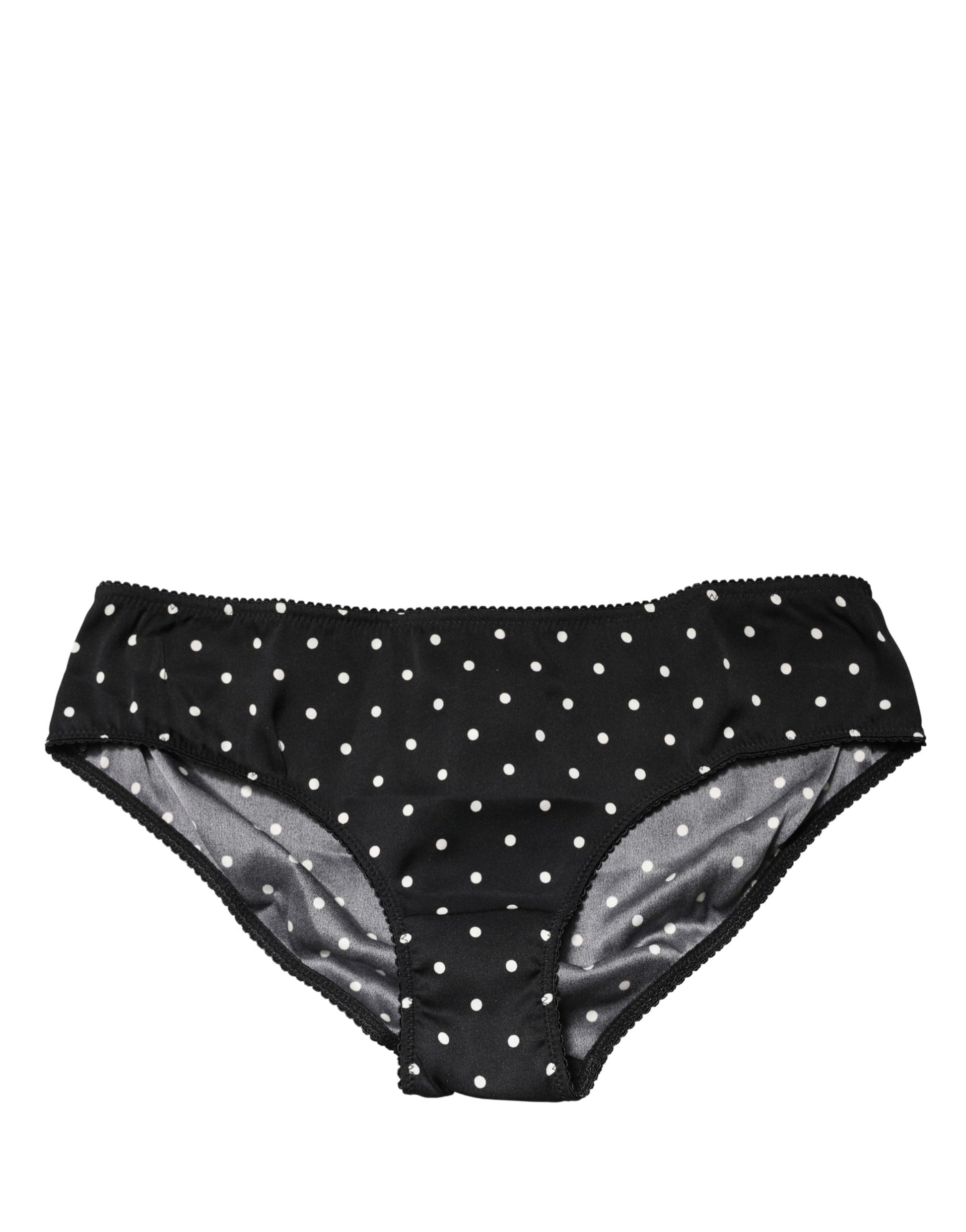 Dolce & Gabbana Black Polka Dots Mid Waist Brief Panty
