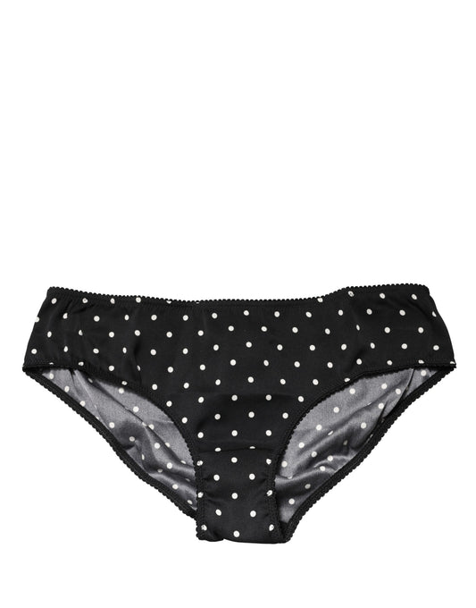 Dolce & Gabbana Black Polka Dots Mid Waist Brief Panty