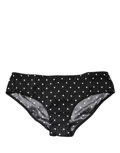 Dolce & Gabbana Black Polka Dots Mid Waist Brief Panty