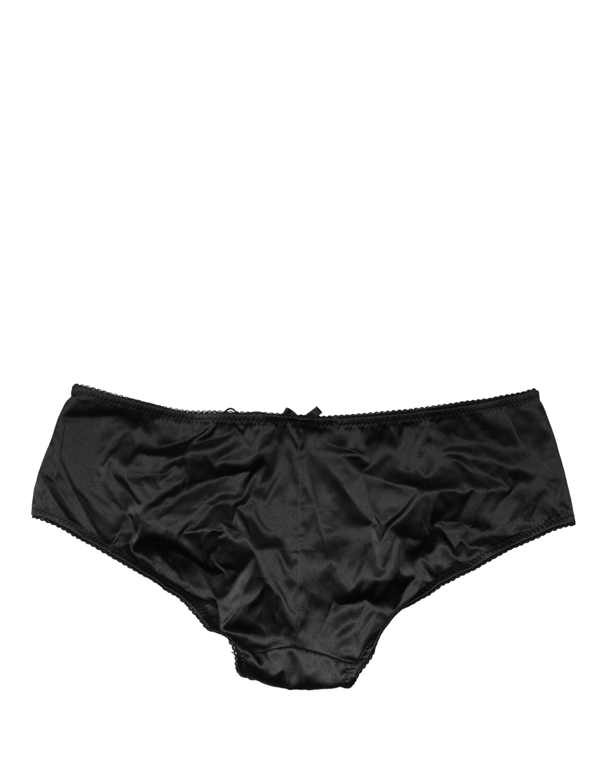 Dolce & Gabbana Black Silk Stretch Mid Waist Brief Panty