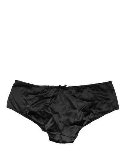 Dolce & Gabbana Black Silk Stretch Mid Waist Brief Panty