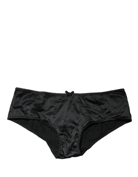 Dolce & Gabbana Black Silk Stretch Mid Waist Brief Panty