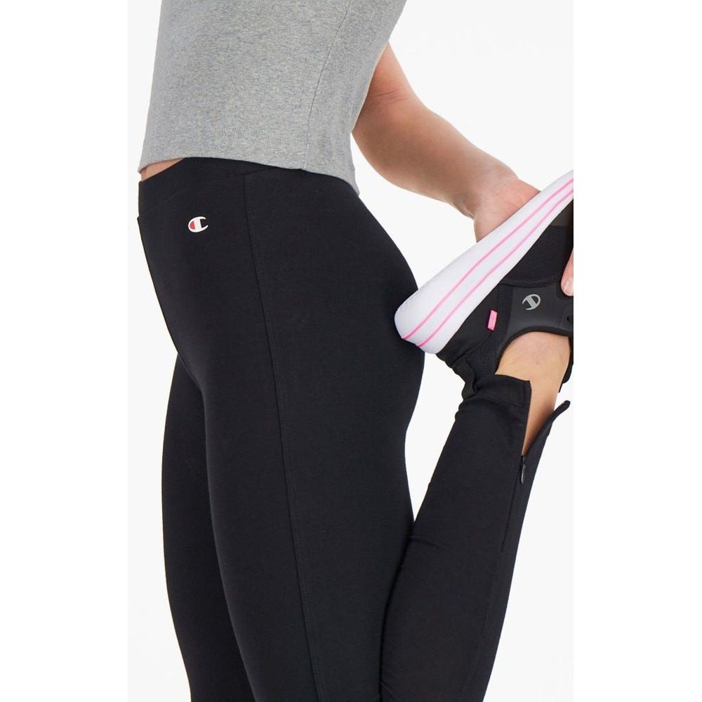 Champion Black Cotton Leggings - Your Go-To for Comfort and Style
