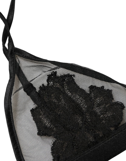 Dolce & Gabbana Black Floral Soft Cup Triangle Bra