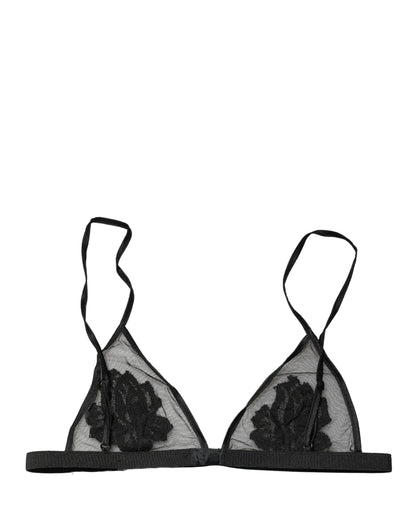 Dolce & Gabbana Black Floral Soft Cup Triangle Bra