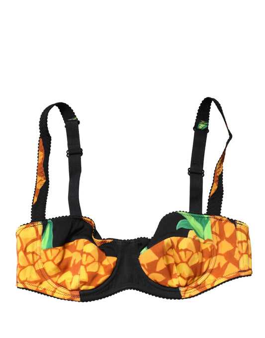 Dolce & Gabbana Black Pineapple Silk Balconette Bra