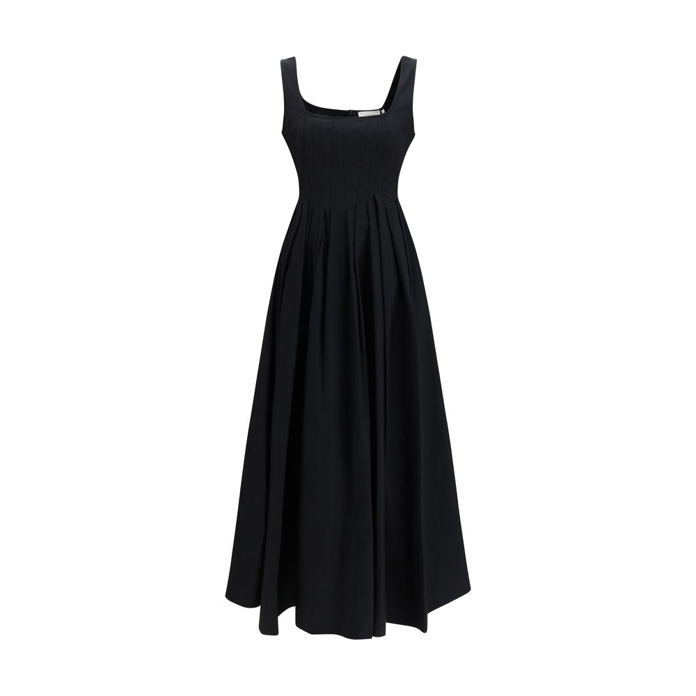 Max Mara Black Cotton Dolmen Long Giro Dress