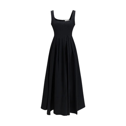 Max Mara Black Cotton Dolmen Long Giro Dress