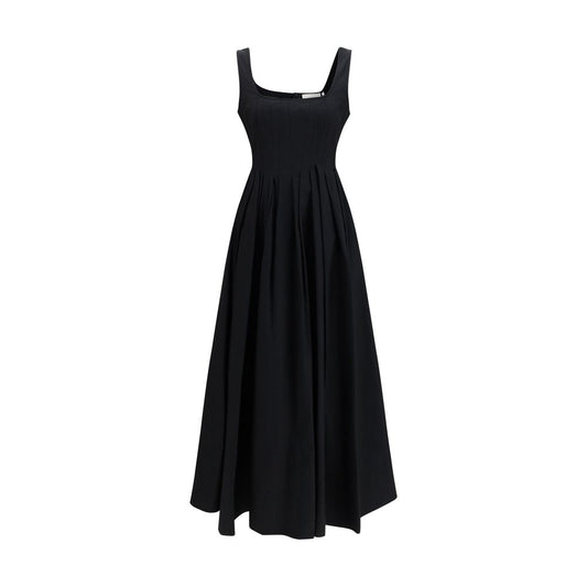 Max Mara Black Cotton Dolmen Long Giro Dress