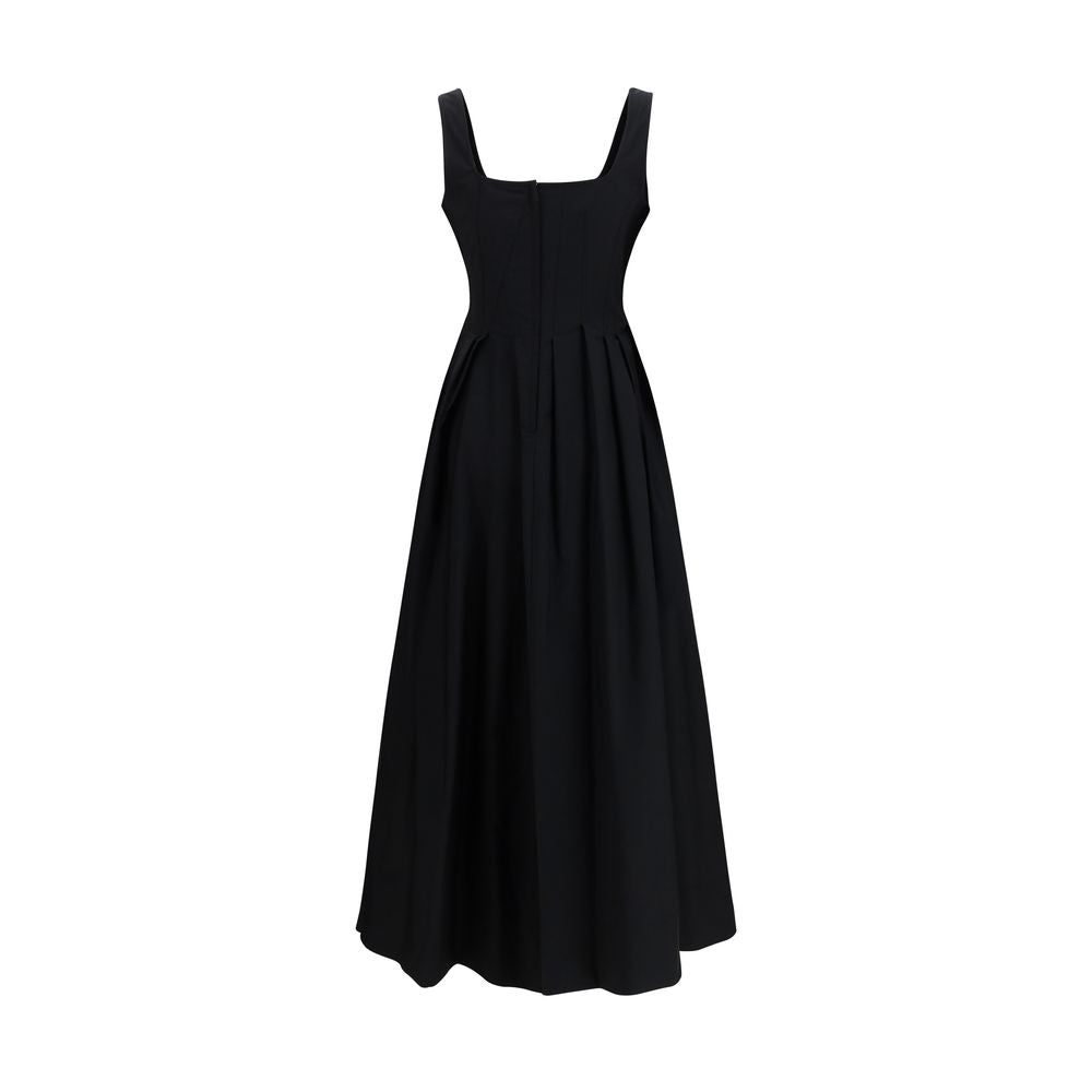 Max Mara Black Cotton Dolmen Long Giro Dress