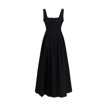 Max Mara Black Cotton Dolmen Long Giro Dress