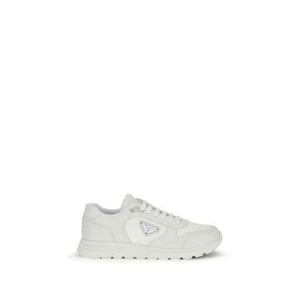 Prada White Prax Re-Nylon and Brushed Leather Sneakers