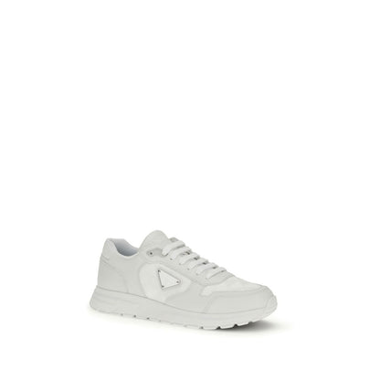 Prada White Prax Re-Nylon and Brushed Leather Sneakers