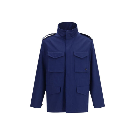 Valentino Blue Cotton VLogo Signature Caban Jacket
