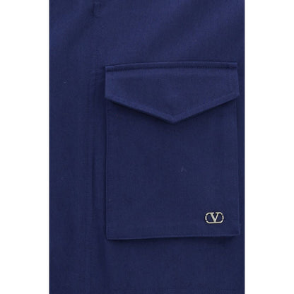 Valentino Blue Cotton VLogo Signature Caban Jacket