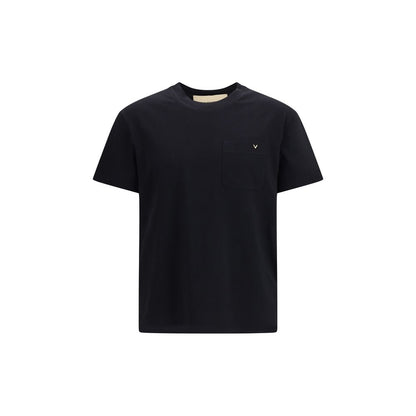 Valentino Black Cotton T-Shirt with VGold Logo