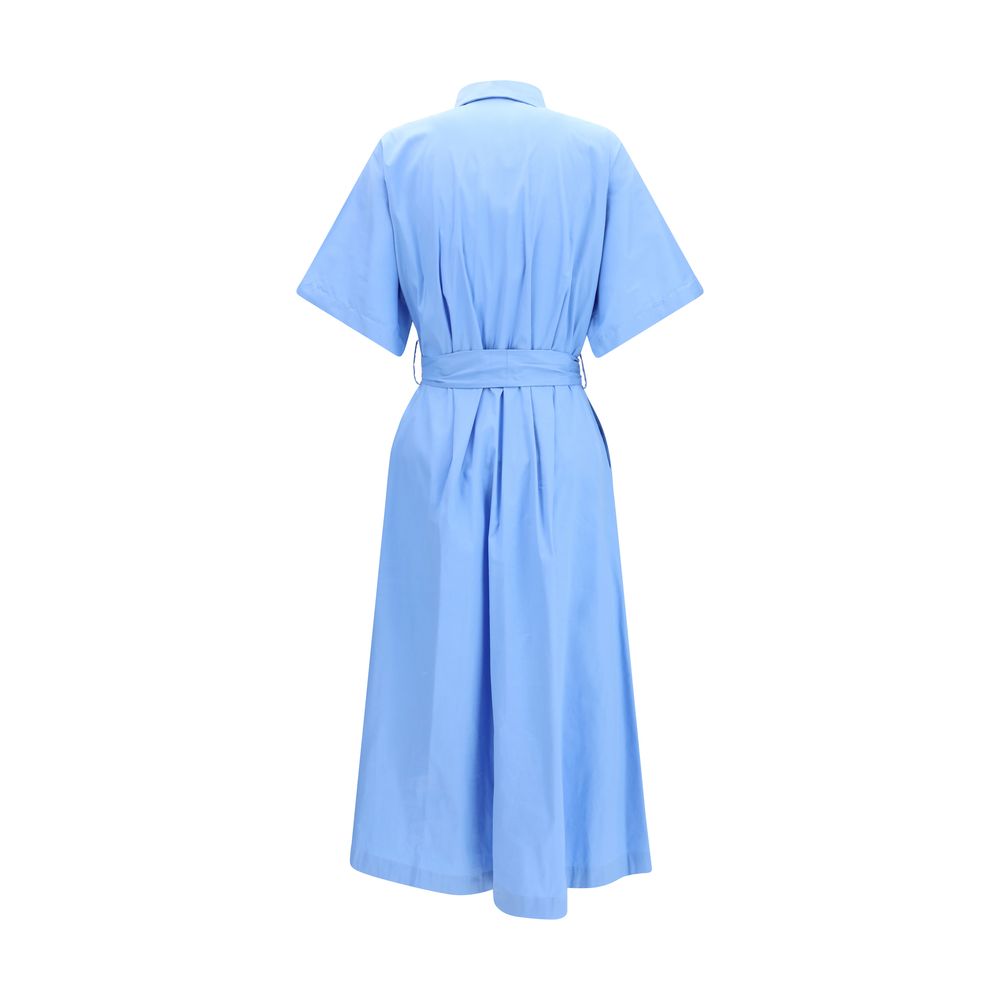 Ella Blue Cotton Casual Dress - Elegant Long Chemisier