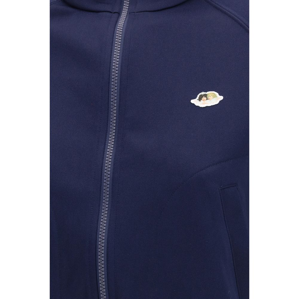 Fiorucci Blue Polyester Cropped Sweatshirt with Angels Patch