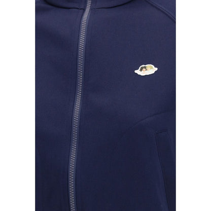 Fiorucci Blue Polyester Cropped Sweatshirt with Angels Patch
