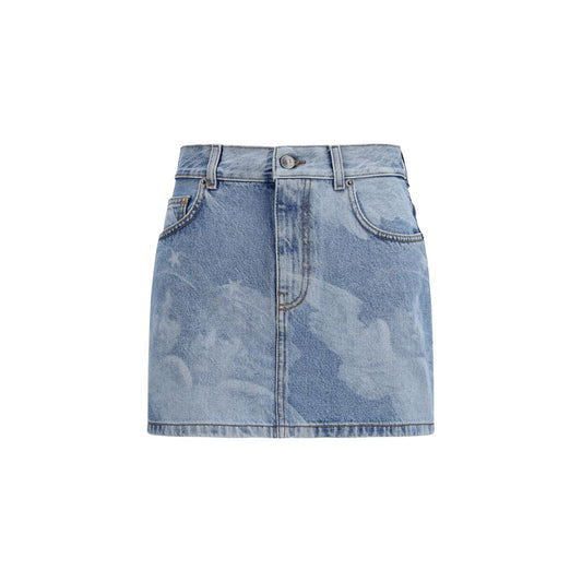 Fiorucci Blue Denim Skirt with Angel Print
