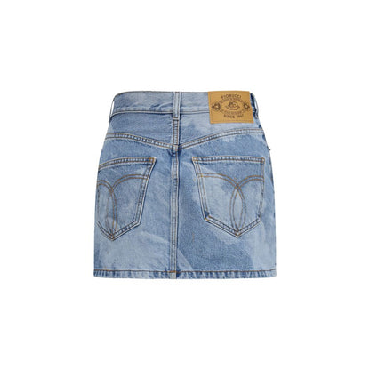 Fiorucci Blue Denim Skirt with Angel Print
