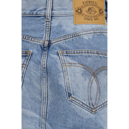Fiorucci Blue Denim Skirt with Angel Print